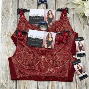 Women’s Sofia Vergara Eyelash Bustier Bra Intimates Sexy Lace 2-Pack Size 34A